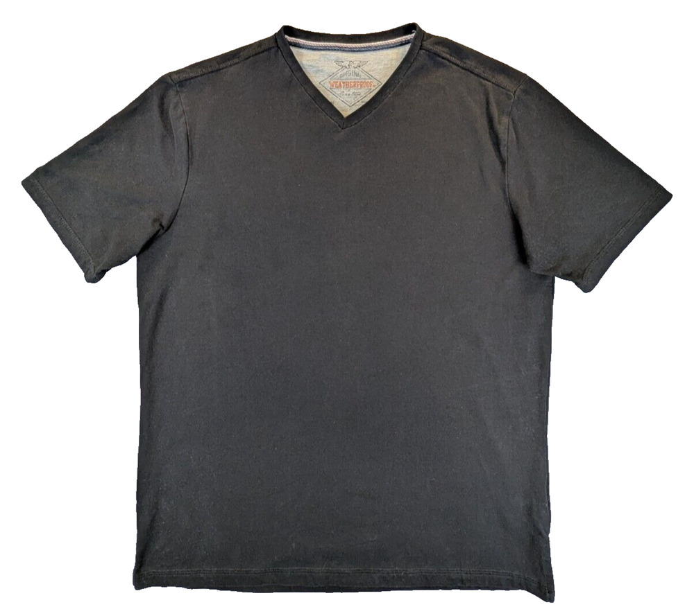 Weatherproof Vintage Shirt Mens Medium Short Sleeve Black V-Neck Casual